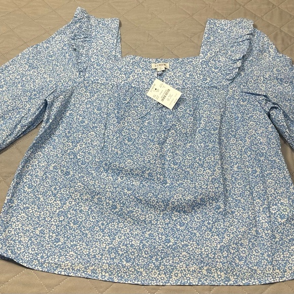 J. Crew Tops - NWT J.Crew Light Blue Floral Blouse